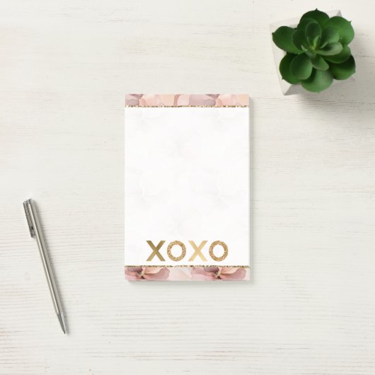 Blush Pink Floral Gold Glitter XOXO Post-it® Notes (Kantoor)