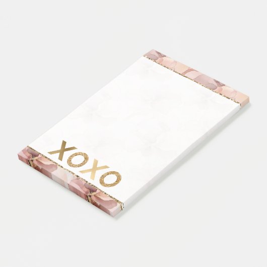 Blush Pink Floral Gold Glitter XOXO Post-it® Notes (Schuin)
