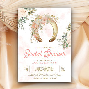 Blush Pink Floral Gold Hoefijzer Vrijgezellenfeest Kaart