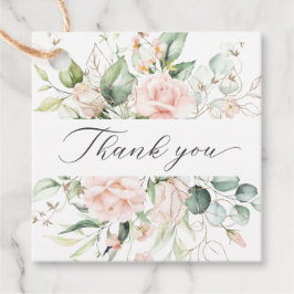 Blush Pink Floral Gold Leaves Bedankt voor je brui Bedankjes Labels