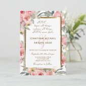 Blush Pink Floral Gold Lijst Christelijk bruiloft Kaart (Staand voorkant)
