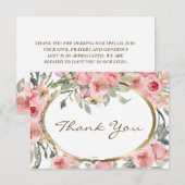 Blush Pink Floral Gold Lijst Wedding Bedankkaart (Voorkant / Achterkant)