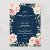 Blush Pink Floral Gold Navy Geometric Wedding Menu (Voorkant)