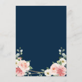 Blush Pink Floral Gold Navy Geometric Wedding Menu (Achterkant)