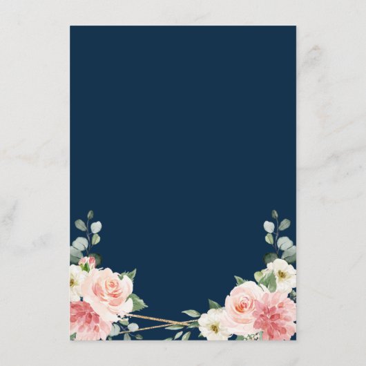 Blush Pink Floral Gold Navy Geometric Wedding Menu (Achterkant)