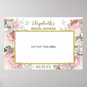 Blush Pink Floral Gold Photo Booth Lijst Prop. Poster