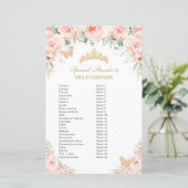 Blush Pink Floral Gold Quinceañera Mis Padrinos (Staand voorkant)