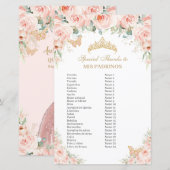 Blush Pink Floral Gold Quinceañera Mis Padrinos (Voorkant / Achterkant)