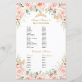 Blush Pink Floral Gold Quinceañera Padrinos Evenem (Achterkant)