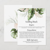 Blush Pink Floral Gold Tropical Greenery Wedding Informatiekaartje (Voorkant / Achterkant)