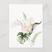 Blush Pink Floral Gold Tropical Greenery Wedding Informatiekaartje (Achterkant)