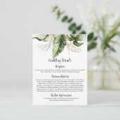Blush Pink Floral Gold Tropical Greenery Wedding Informatiekaartje (Staand voorkant)