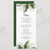 Blush Pink Floral Gold Tropical Greenery Wedding Menu (Voorkant / Achterkant)