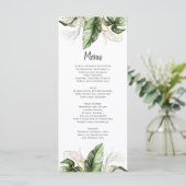 Blush Pink Floral Gold Tropical Greenery Wedding Menu (Staand voorkant)