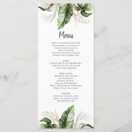 Blush Pink Floral Gold Tropical Greenery Wedding Menu
