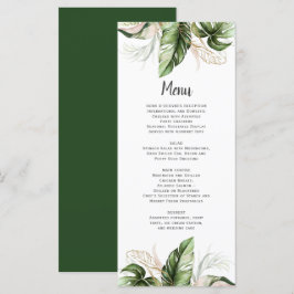 Blush Pink Floral Gold Tropical Greenery Wedding Menu