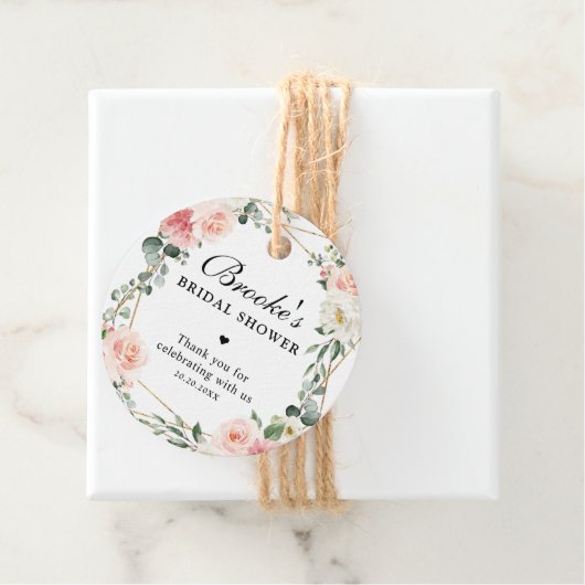 Blush Pink Floral Gold Vrijgezellenfeest Hartelijk Bedankjes Labels (In situ)