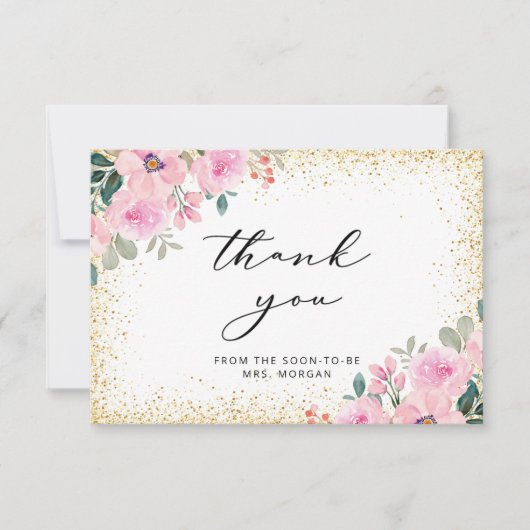 Blush Pink Floral Gold Vrijgezellenfeest Hartelijk Kaart (Voorkant)