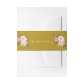 Blush Pink Floral Gold Wedding Belly Band Uitnodigingen Wikkel (Voorkant Voorbeeld)