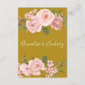 Blush Pink Floral Gold Wedding Details Kaart (Achterkant)