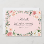 Blush Pink Floral Gold zal mijn bruidsmeisje zijn. Kaart (Achterkant)