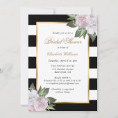 Blush Pink Floral Gold Zwart Wit Vrijgezellenfeest Kaart (Voorkant)
