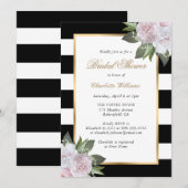 Blush Pink Floral Gold Zwart Wit Vrijgezellenfeest Kaart (Voorkant / Achterkant)