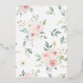 Blush Pink Floral Gown Quinceanera Roos Gold Folie Uitnodiging (Achterkant)