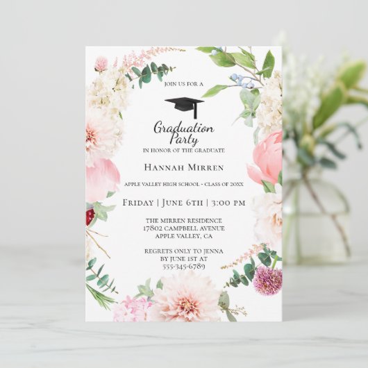 Blush Pink Floral Gradual Party Invitation (Staand voorkant)