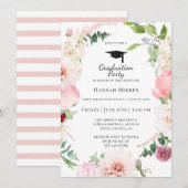 Blush Pink Floral Gradual Party Invitation (Voorkant / Achterkant)