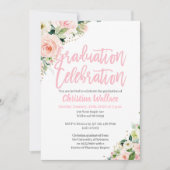 Blush Pink Floral Graduation Invitations Kaart (Voorkant)