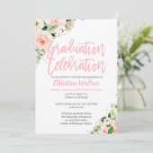 Blush Pink Floral Graduation Invitations Kaart (Staand voorkant)