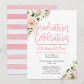 Blush Pink Floral Graduation Invitations Kaart (Voorkant / Achterkant)