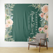 Blush Pink Floral green Bridal Shower Photobooth Wandkleed (In Situ (horizontaal))