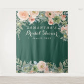 Blush Pink Floral green Bridal Shower Photobooth Wandkleed (Voorkant)