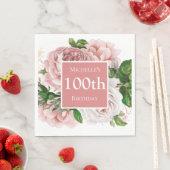  Blush Pink Floral Greenery 100th Birthday Servet (Insitu)