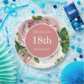 Blush Pink Floral Greenery 18th Birthday Papieren Bordje (Feest)
