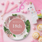 Blush Pink Floral Greenery 18th Birthday Papieren Bordje (Feest)