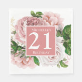  Blush Pink Floral Greenery 21st Birthday Servet (Voorkant)