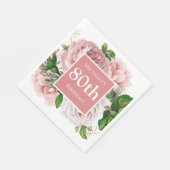  Blush Pink Floral Greenery 80th Birthday Servet (Hoek)