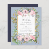 Blush Pink Floral Greenery Boho Wedding (Voorkant / Achterkant)