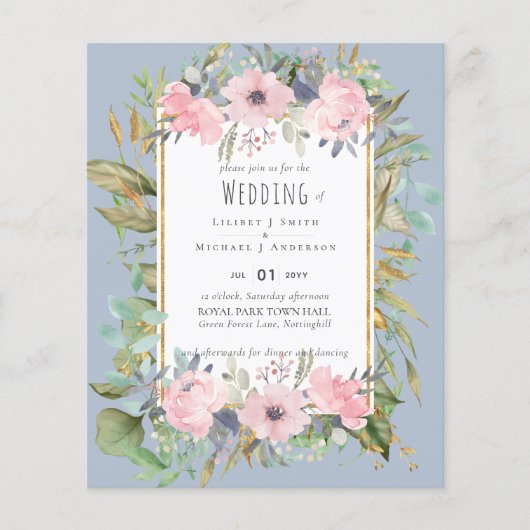 Blush Pink Floral Greenery Boho Wedding (Voorkant)