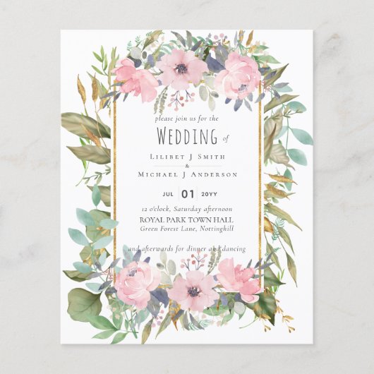 Blush Pink Floral Greenery Boho Wedding (Voorkant)
