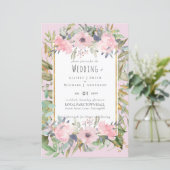 Blush Pink Floral Greenery Boho Wedding (Staand voorkant)