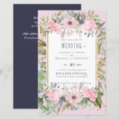 Blush Pink Floral Greenery Boho Wedding (Voorkant / Achterkant)