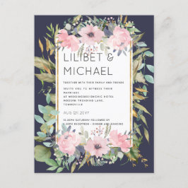 Blush Pink Floral Greenery Boho Wedding Briefkaart