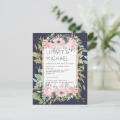 Blush Pink Floral Greenery Boho Wedding Briefkaart (Staand voorkant)