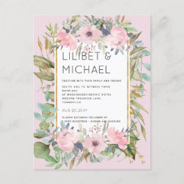 Blush Pink Floral Greenery Boho Wedding Briefkaart
