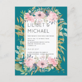 Blush Pink Floral Greenery Boho Wedding Briefkaart