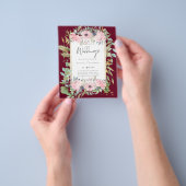 Blush Pink Floral Greenery Boho Wedding Flyer (Hand)